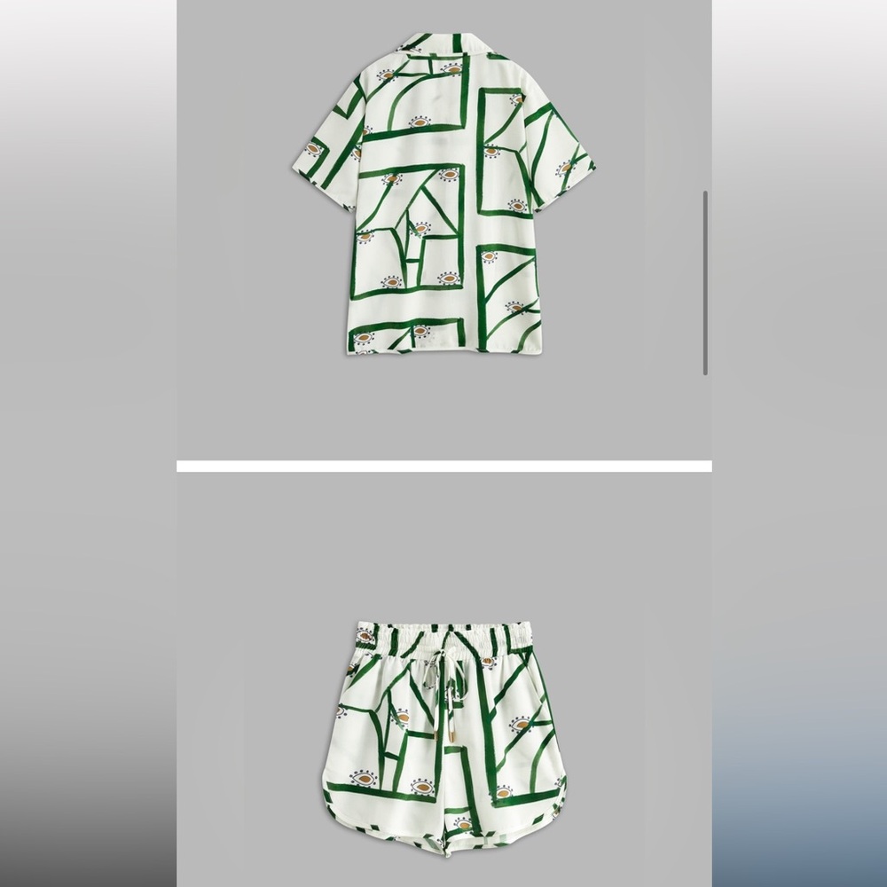 BNWT COMMENSE Green and White Patterned set - Picture 3 of 4